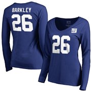 Add Saquon Barkley New York Giants NFL Pro Line by Fanatics Branded Women's Authentic Stack Name & Number V-Neck Long Sleeve T-Shirt – Royal To Your NFL Collection