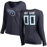 Add Tennessee Titans NFL Pro Line Women's Personalized Name & Number Logo Long Sleeve T-Shirt - Navy To Your NFL Collection