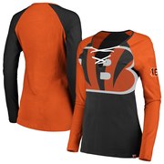 Add Cincinnati Bengals Majestic Women's Long Sleeve Lace-Up V-Neck T-Shirt - Black/Orange To Your NFL Collection