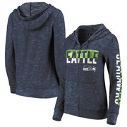 Add Seattle Seahawks New Era Women's Glitter Sweater Knit Tri-Blend Full-Zip Hoodie - College Navy To Your NFL Collection