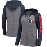 Add Houston Texans 5th & Ocean by New Era Women's Fleece Tri-Blend Raglan Sleeve Full-Zip Hoodie - Heathered Gray/Navy To Your NFL Collection