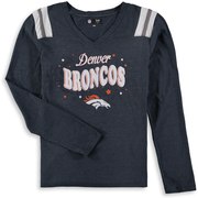 Add Denver Broncos New Era Girls Youth Starring Role Long Sleeve Tri-Blend V-Neck T-Shirt – Navy To Your NFL Collection