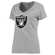 Add Oakland Raiders NFL Pro Line Women's Primary Logo V-Neck T-Shirt - Heathered Gray To Your NFL Collection