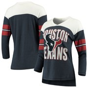 Add Houston Texans Junk Food Women's Throwback Football Long Sleeve T-Shirt – Navy/White To Your NFL Collection