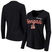 Add Cincinnati Bengals G-III 4Her by Carl Banks Women's Preseason V-Neck Long Sleeve T-Shirt – Black To Your NFL Collection