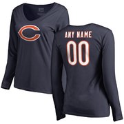 Add Chicago Bears NFL Pro Line Women's Personalized Name & Number Logo Long Sleeve T-Shirt - Navy To Your NFL Collection