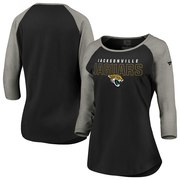 Add Jacksonville Jaguars NFL Pro Line by Fanatics Branded Women's Iconic Color Block 3/4-Sleeve Raglan T-Shirt – Black/Heathered Gray To Your NFL Collection