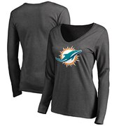 Add Miami Dolphins NFL Pro Line Women's Primary Logo V-Neck Long Sleeve T-Shirt - Charcoal To Your NFL Collection