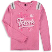 Houston Texans New Era Girls Youth Love for My Team Long Sleeve Tri-Blend V-Neck T-Shirt – Pink