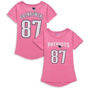 Rob Gronkowski New England Patriots Girls Youth Dolman Mainliner Name & Number T-Shirt – Pink