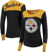 Add Pittsburgh Steelers Touch by Alyssa Milano Women's Blindside Long Sleeve Tri-Blend Thermal T-Shirt - Black/Gold To Your NFL Collection