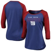 Add New York Giants NFL Pro Line by Fanatics Branded Women's Iconic Color Block 3/4-Sleeve Raglan T-Shirt – Royal/Red To Your NFL Collection