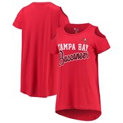 Add Tampa Bay Buccaneers G-III 4Her by Carl Banks Women's Make the Cut Scoop Neck Cold Shoulder T-Shirt – Red To Your NFL Collection