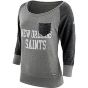 Add New Orleans Saints Nike Women's Tailgate Vintage Raglan 3/4-Sleeve T-Shirt - Heathered Gray/Black To Your NFL Collection