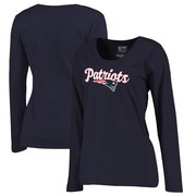 Add New England Patriots Women's Plus Sizes Freehand Long Sleeve T-Shirt - Navy To Your NFL Collection