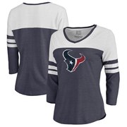 Add Houston Texans NFL Pro Line by Fanatics Branded Women's Distressed Primary Logo Three-Quarter Sleeve Raglan Tri-Blend T-Shirt – Navy To Your NFL Collection