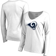 Add Los Angeles Rams NFL Pro Line by Fanatics Branded Women's Primary Logo V-Neck Long-Sleeve T-Shirt - White To Your NFL Collection