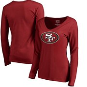 Order San Francisco 49ers NFL Pro Line by Fanatics Branded Women's Primary Logo V-Neck Long-Sleeve T-Shirt - Scarlet at low prices.