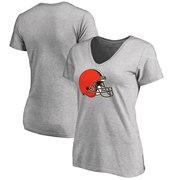 Order Cleveland Browns NFL Pro Line by Fanatics Branded Women's Primary Logo Plus-Size V-Neck T-Shirt - Heathered Gray at low prices.