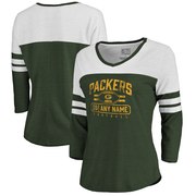 Add Green Bay Packers NFL Pro Line by Fanatics Branded Women's Personalized Flanker Three-Quarter Sleeve Tri-Blend T-Shirt - Green To Your NFL Collection