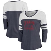 Add Houston Texans NFL Pro Line by Fanatics Branded Women's Personalized Flanker Three-Quarter Sleeve Tri-Blend T-Shirt - Navy To Your NFL Collection