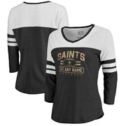 Add New Orleans Saints NFL Pro Line by Fanatics Branded Women's Personalized Flanker Three-Quarter Sleeve Tri-Blend T-Shirt - Black To Your NFL Collection