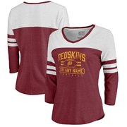 Add Washington Redskins NFL Pro Line by Fanatics Branded Women's Personalized Flanker Three-Quarter Sleeve Tri-Blend T-Shirt - Burgundy To Your NFL Collection