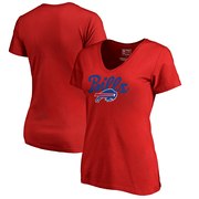 Add Buffalo Bills NFL Pro Line by Fanatics Branded Women's Freehand V-Neck T-Shirt - Red To Your NFL Collection