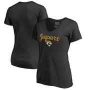 Add Jacksonville Jaguars NFL Pro Line by Fanatics Branded Women's Freehand V-Neck T-Shirt - Black To Your NFL Collection