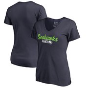 Add Seattle Seahawks NFL Pro Line by Fanatics Branded Women's Freehand V-Neck T-Shirt - College Navy To Your NFL Collection