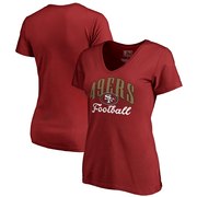 Order San Francisco 49ers NFL Pro Line by Fanatics Branded Women's Victory Script V-Neck T-Shirt - Scarlet at low prices.