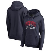 Add New England Patriots NFL Pro Line by Fanatics Branded Women's Victory Script Plus Size Pullover Hoodie - Navy To Your NFL Collection