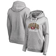 Add San Francisco 49ers NFL Pro Line by Fanatics Branded Women's Victory Script Plus Size Pullover Hoodie - Heathered Gray To Your NFL Collection