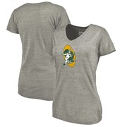 Add Green Bay Packers NFL Pro Line by Fanatics Branded Women's Throwback Logo Tri-Blend V-Neck T-Shirt - Ash To Your NFL Collection