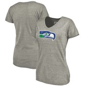 Add Seattle Seahawks NFL Pro Line by Fanatics Branded Women's Throwback Logo Tri-Blend V-Neck T-Shirt - Ash To Your NFL Collection