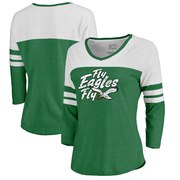 Add Philadelphia Eagles NFL Pro Line by Fanatics Branded Women's Hometown Collection Color Block 3/4 Sleeve Tri-Blend T-Shirt - Kelly Green To Your NFL Collection