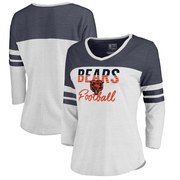 Add Chicago Bears NFL Pro Line by Fanatics Branded Women's Plus Size Color Block 3/4 Sleeve Tri-Blend T-Shirt - White To Your NFL Collection