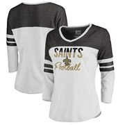 Add New Orleans Saints NFL Pro Line by Fanatics Branded Women's Plus Size Color Block 3/4 Sleeve Tri-Blend T-Shirt - White To Your NFL Collection