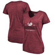 Add Arizona Cardinals NFL Pro Line by Fanatics Branded Women's Timeless Collection Vintage Arch Tri-Blend V-Neck T-Shirt - Cardinal To Your NFL Collection