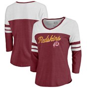 Add Washington Redskins NFL Pro Line by Fanatics Branded Women's Timeless Collection Rising Script Color Block 3/4 Sleeve Tri-Blend T-Shirt - Burgundy To Your NFL Collection