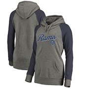 Add Los Angeles Rams NFL Pro Line by Fanatics Branded Women's Timeless Collection Rising Script Plus Size Tri-Blend Hoodie - Ash To Your NFL Collection