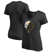 Add Pittsburgh Steelers NFL Pro Line by Fanatics Branded Women's X-Ray Slim Fit V-Neck T-Shirt - Black To Your NFL Collection