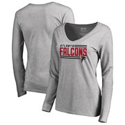 Add Atlanta Falcons NFL Pro Line by Fanatics Branded Women's Iconic Collection On Side Stripe Long Sleeve V-Neck T-Shirt - Ash To Your NFL Collection