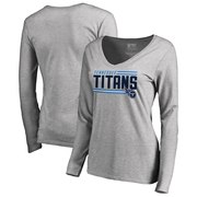 Add Tennessee Titans NFL Pro Line by Fanatics Branded Women's Iconic Collection On Side Stripe Long Sleeve V-Neck T-Shirt - Ash To Your NFL Collection