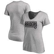 Add Oakland Raiders NFL Pro Line by Fanatics Branded Women's Iconic Collection On Side Stripe Plus Size V-Neck T-Shirt - Ash To Your NFL Collection