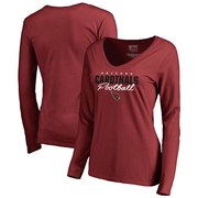 Add Arizona Cardinals NFL Pro Line by Fanatics Branded Women's Iconic Collection Script Assist Long Sleeve V-Neck T-Shirt - Cardinal To Your NFL Collection