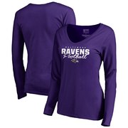 Add Baltimore Ravens NFL Pro Line by Fanatics Branded Women's Iconic Collection Script Assist Long Sleeve V-Neck T-Shirt - Purple To Your NFL Collection