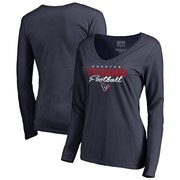 Add Houston Texans NFL Pro Line by Fanatics Branded Women's Iconic Collection Script Assist Long Sleeve V-Neck T-Shirt - Navy To Your NFL Collection