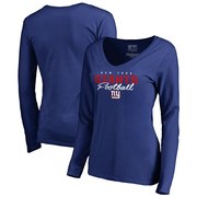 Add New York Giants NFL Pro Line by Fanatics Branded Women's Iconic Collection Script Assist Long Sleeve V-Neck T-Shirt - Royal To Your NFL Collection