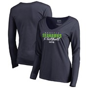 Add Seattle Seahawks NFL Pro Line by Fanatics Branded Women's Iconic Collection Script Assist Long Sleeve V-Neck T-Shirt - College Navy To Your NFL Collection